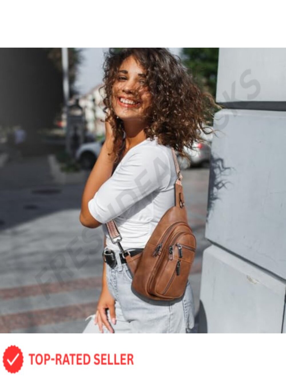 Anti-theft PU Leather Sling Bag Women Crossbody Chest Pack Adjustable Strap - Picture 2 of 5